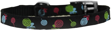 Lollipops Nylon Dog Collar with classic buckle 3/8" Black Size 10